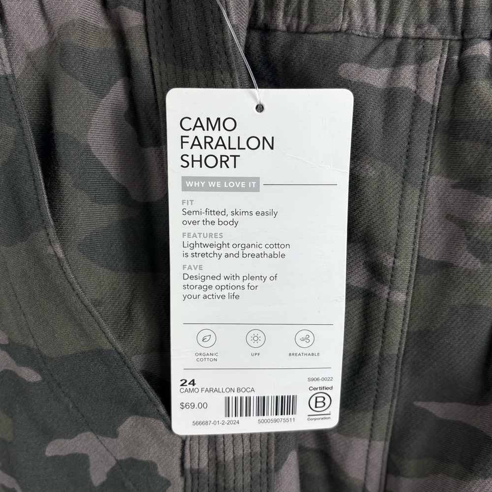 NWT Women's Athleta Camo Farallon Semi-Fitted Organic Cotton Shorts 0301 - Picture 5 of 8
